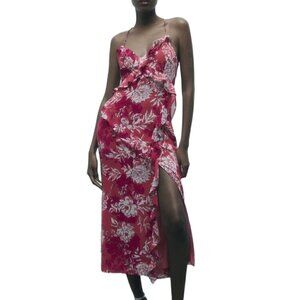 ZARA RUFFLED FLORAL PRINT DRESS